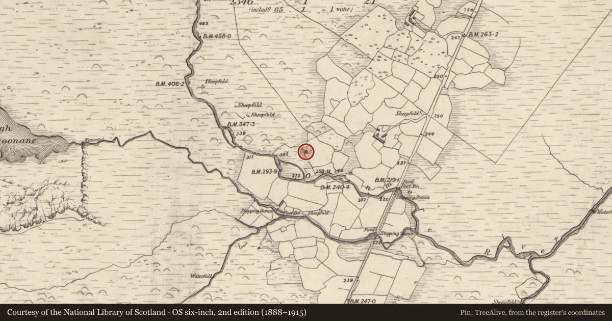 Ordnance Survey six-inch map, 2nd edition (1888–1915) covering the location of Souterrain, Gleann Seanchoirp, County Kerry, with a pin at the register's coordinates