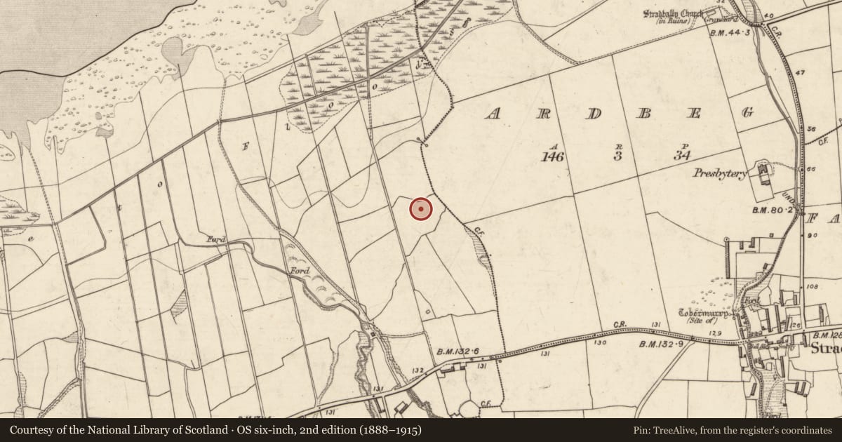 Ordnance Survey six-inch map, 2nd edition (1888–1915) covering the location of Burial, Gowlane, County Kerry, with a pin at the register's coordinates
