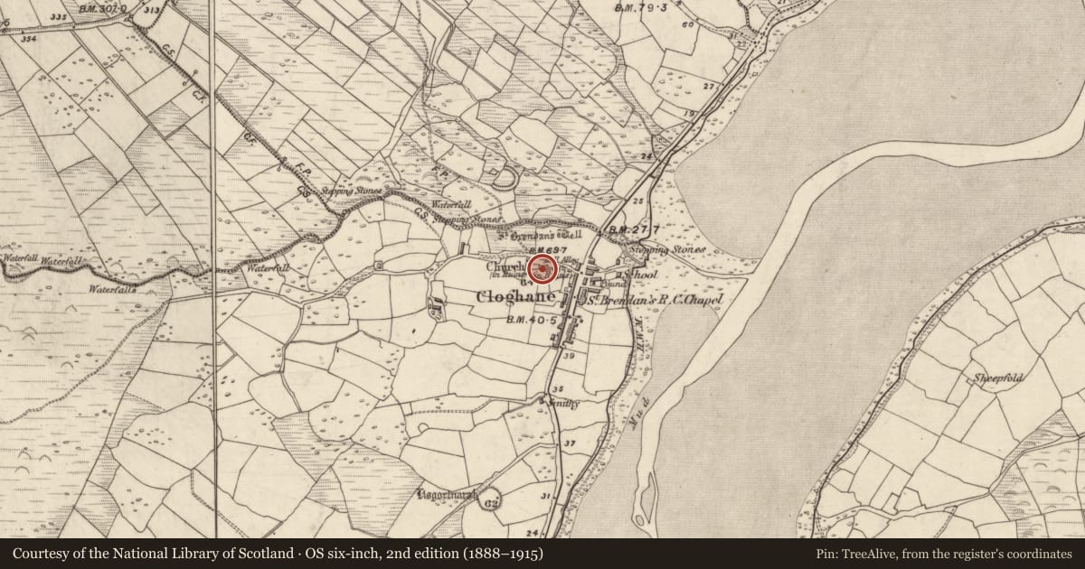 Ordnance Survey six-inch map, 2nd edition (1888–1915) covering the location of Sundial, An Clochán (TC An Clochán), County Kerry, with a pin at the register's coordinates