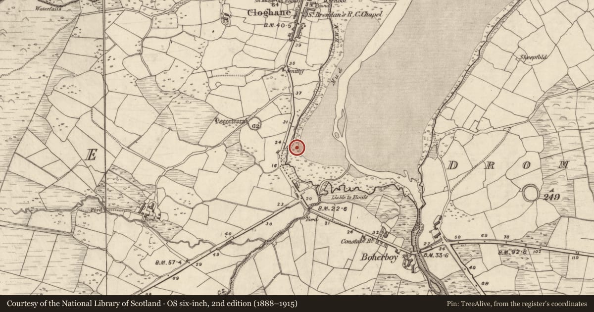 Ordnance Survey six-inch map, 2nd edition (1888–1915) covering the location of Midden, An Clochán (TC An Clochán), County Kerry, with a pin at the register's coordinates