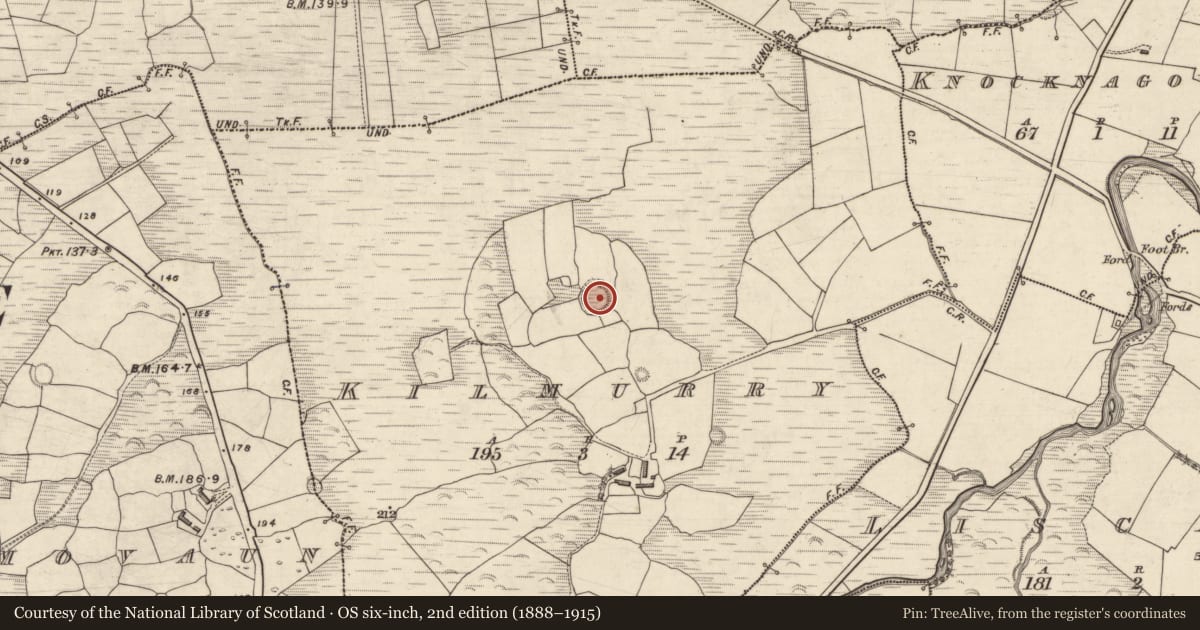 Ordnance Survey six-inch map, 2nd edition (1888–1915) covering the location of Ringfort - rath, Cill Mhuire (TC An Baile Dubh), County Kerry, with a pin at the register's coordinates