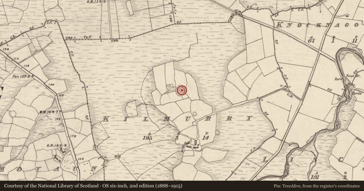 Ordnance Survey six-inch map, 2nd edition (1888–1915) covering the location of Souterrain, Cill Mhuire (TC An Baile Dubh), County Kerry, with a pin at the register's coordinates