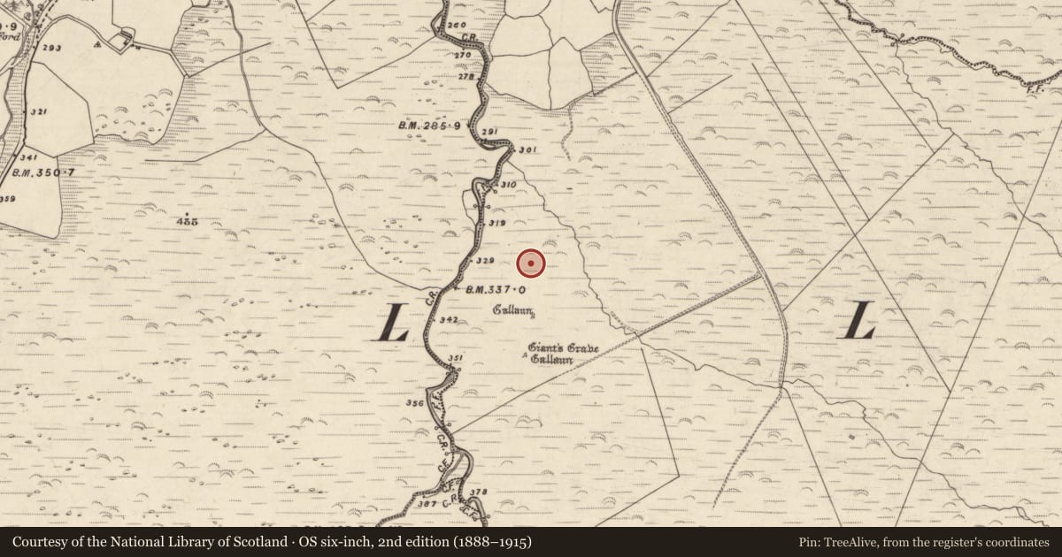 Ordnance Survey six-inch map, 2nd edition (1888–1915) covering the location of Standing stone, Baile Uí Uaithnín, County Kerry, with a pin at the register's coordinates