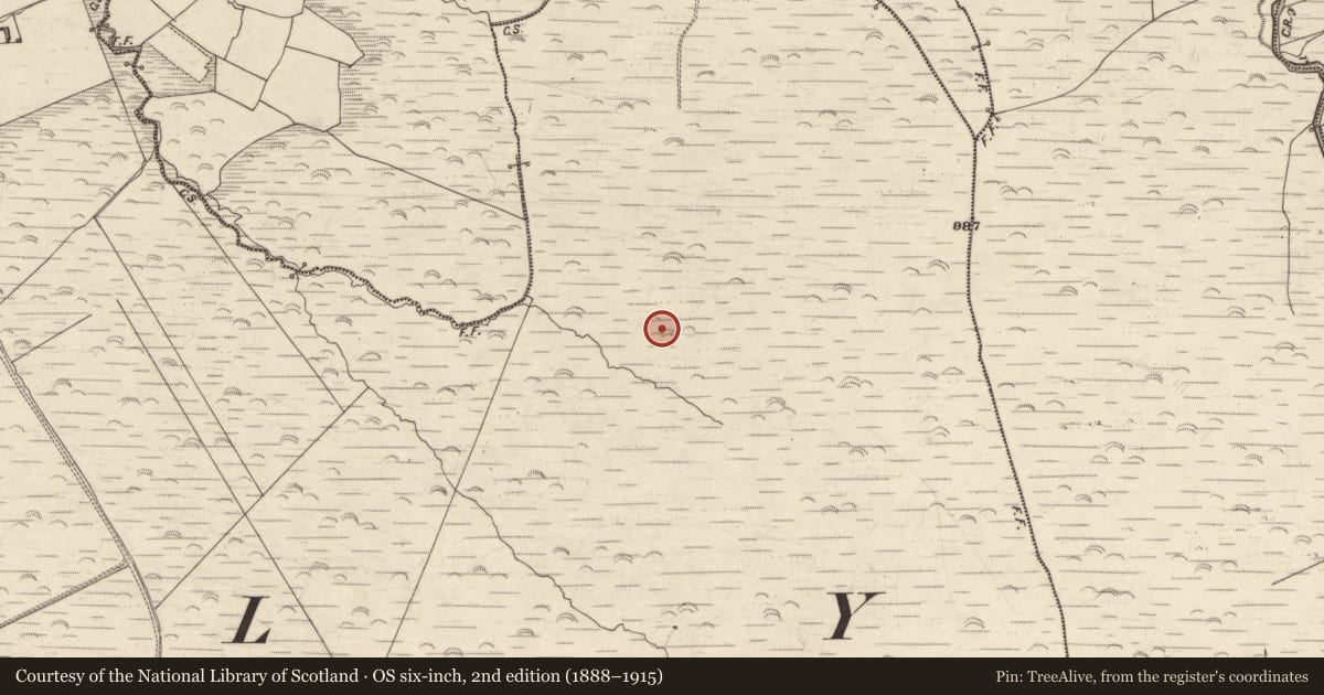 Ordnance Survey six-inch map, 2nd edition (1888–1915) covering the location of Fulacht fia, Baile Uí Uaithnín, County Kerry, with a pin at the register's coordinates