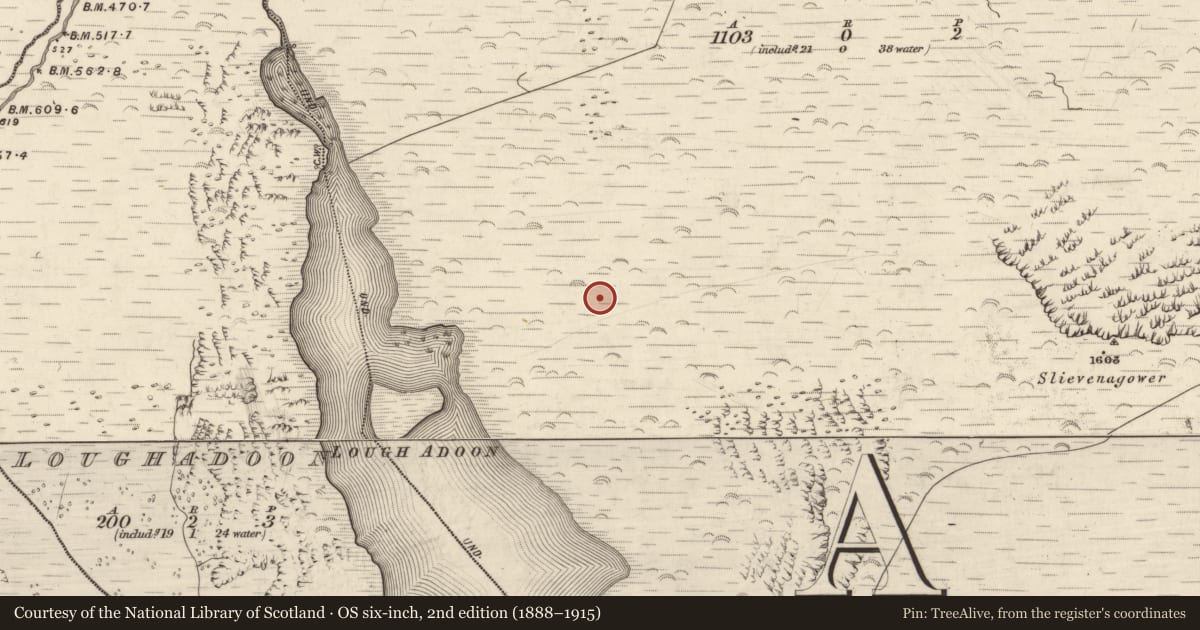Ordnance Survey six-inch map, 2nd edition (1888–1915) covering the location of Enclosure, Baile Uí Uaithnín, County Kerry, with a pin at the register's coordinates