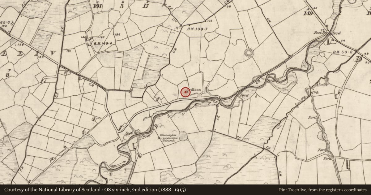 Ordnance Survey six-inch map, 2nd edition (1888–1915) covering the location of Standing stone, Duagh, County Kerry, with a pin at the register's coordinates