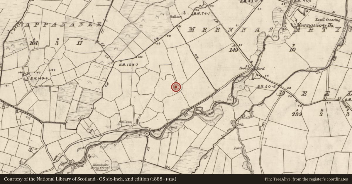Ordnance Survey six-inch map, 2nd edition (1888–1915) covering the location of Ringfort - rath, Duagh, County Kerry, with a pin at the register's coordinates