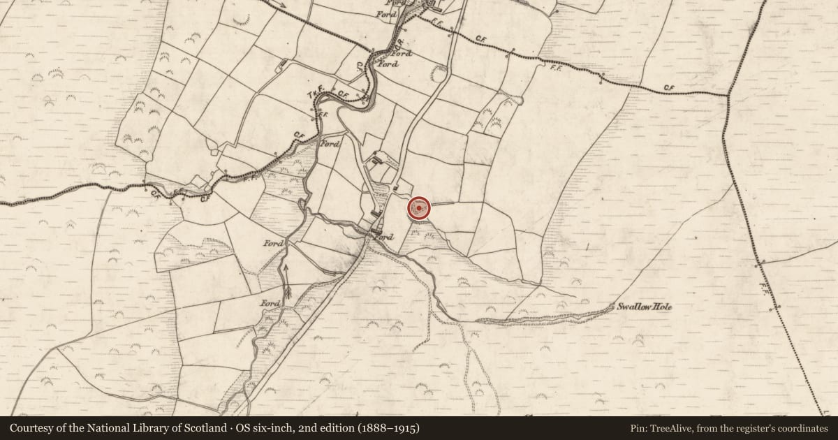 Ordnance Survey six-inch map, 2nd edition (1888–1915) covering the location of Ringfort - rath, Glanlough South, County Kerry, with a pin at the register's coordinates