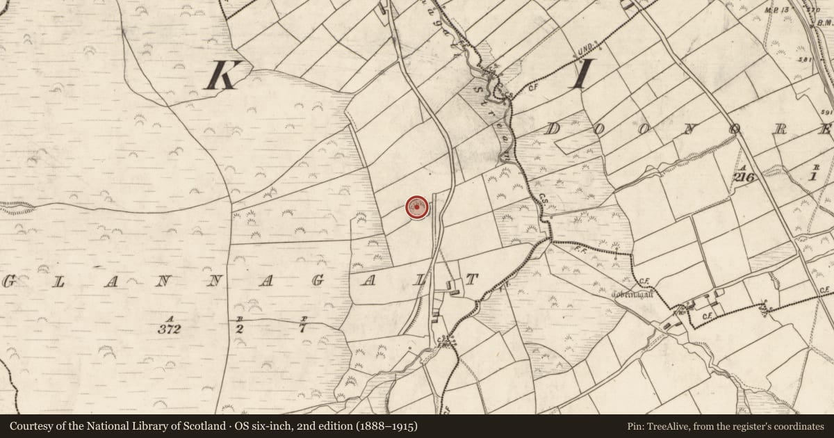 Ordnance Survey six-inch map, 2nd edition (1888–1915) covering the location of Ringfort - rath, Glannagalt, County Kerry, with a pin at the register's coordinates