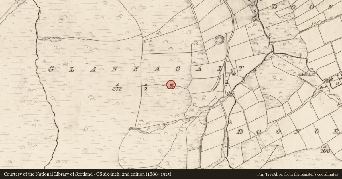 Ordnance Survey six-inch map, 2nd edition (1888–1915) covering the location of Ringfort - rath, Glannagalt, County Kerry, with a pin at the register's coordinates