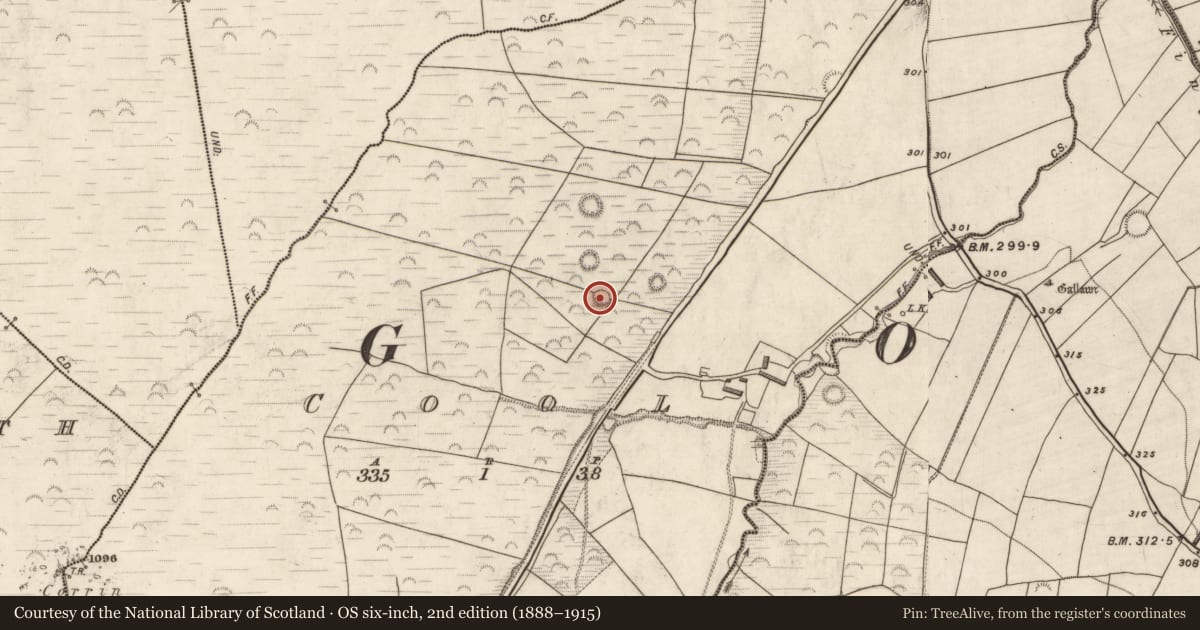 Ordnance Survey six-inch map, 2nd edition (1888–1915) covering the location of Ringfort - rath, Cool, County Kerry, with a pin at the register's coordinates