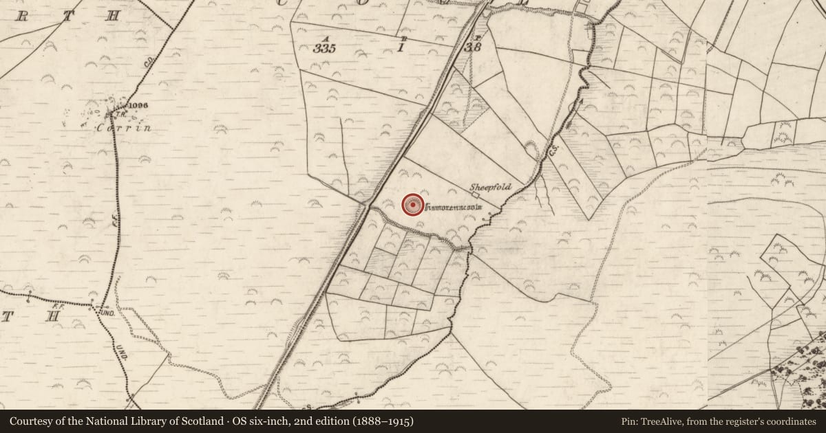 Ordnance Survey six-inch map, 2nd edition (1888–1915) covering the location of Ringfort - rath, Cool, County Kerry, with a pin at the register's coordinates