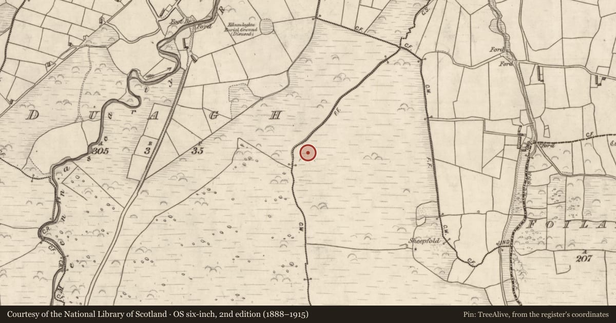 Ordnance Survey six-inch map, 2nd edition (1888–1915) covering the location of Enclosure, Glanmane, County Kerry, with a pin at the register's coordinates