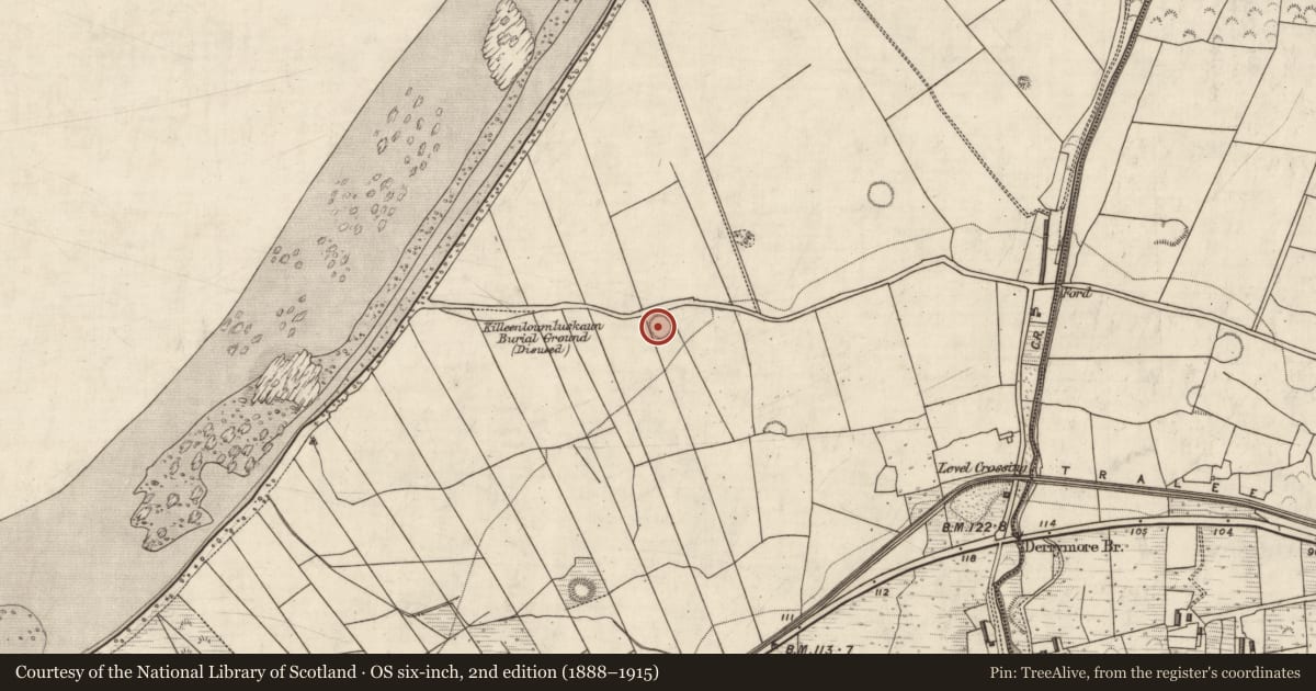 Ordnance Survey six-inch map, 2nd edition (1888–1915) covering the location of Enclosure, Doire Mhór Thiar, County Kerry, with a pin at the register's coordinates