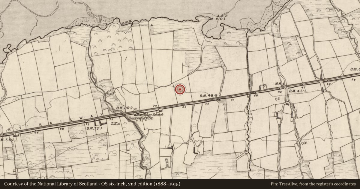 Ordnance Survey six-inch map, 2nd edition (1888–1915) covering the location of Souterrain, Doire Mhór Thoir, County Kerry, with a pin at the register's coordinates