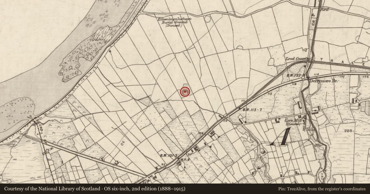 Ordnance Survey six-inch map, 2nd edition (1888–1915) covering the location of Souterrain, Doire Mhór Thiar, County Kerry, with a pin at the register's coordinates