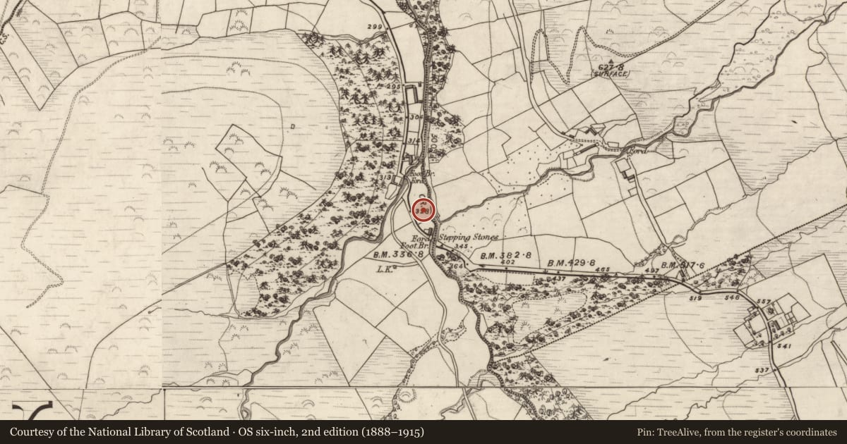 Ordnance Survey six-inch map, 2nd edition (1888–1915) covering the location of Burial ground, Kilteenbane, County Kerry, with a pin at the register's coordinates