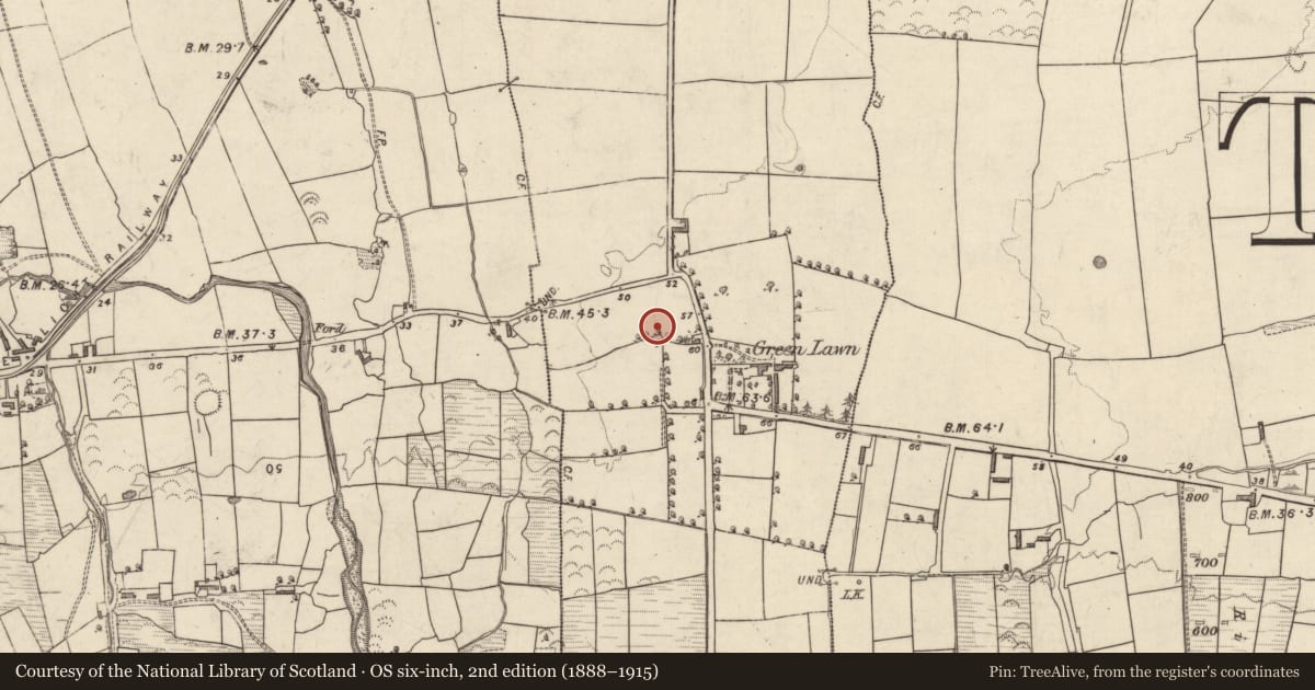 Ordnance Survey six-inch map, 2nd edition (1888–1915) covering the location of Barrow - ring-barrow, Curragraigue, County Kerry, with a pin at the register's coordinates