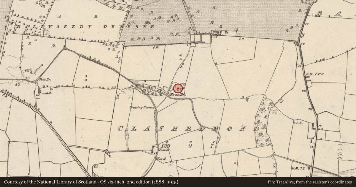 Ordnance Survey six-inch map, 2nd edition (1888–1915) covering the location of House - indeterminate date, Clashedmond, County Kerry, with a pin at the register's coordinates