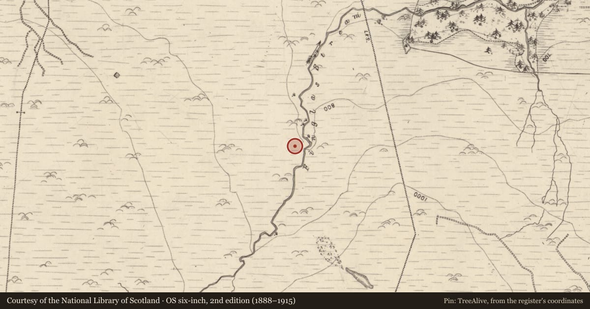 Ordnance Survey six-inch map, 2nd edition (1888–1915) covering the location of Hut site, Ballydunlea, County Kerry, with a pin at the register's coordinates