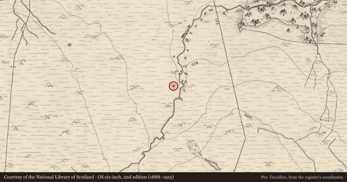 Ordnance Survey six-inch map, 2nd edition (1888–1915) covering the location of Hut site, Ballydunlea, County Kerry, with a pin at the register's coordinates