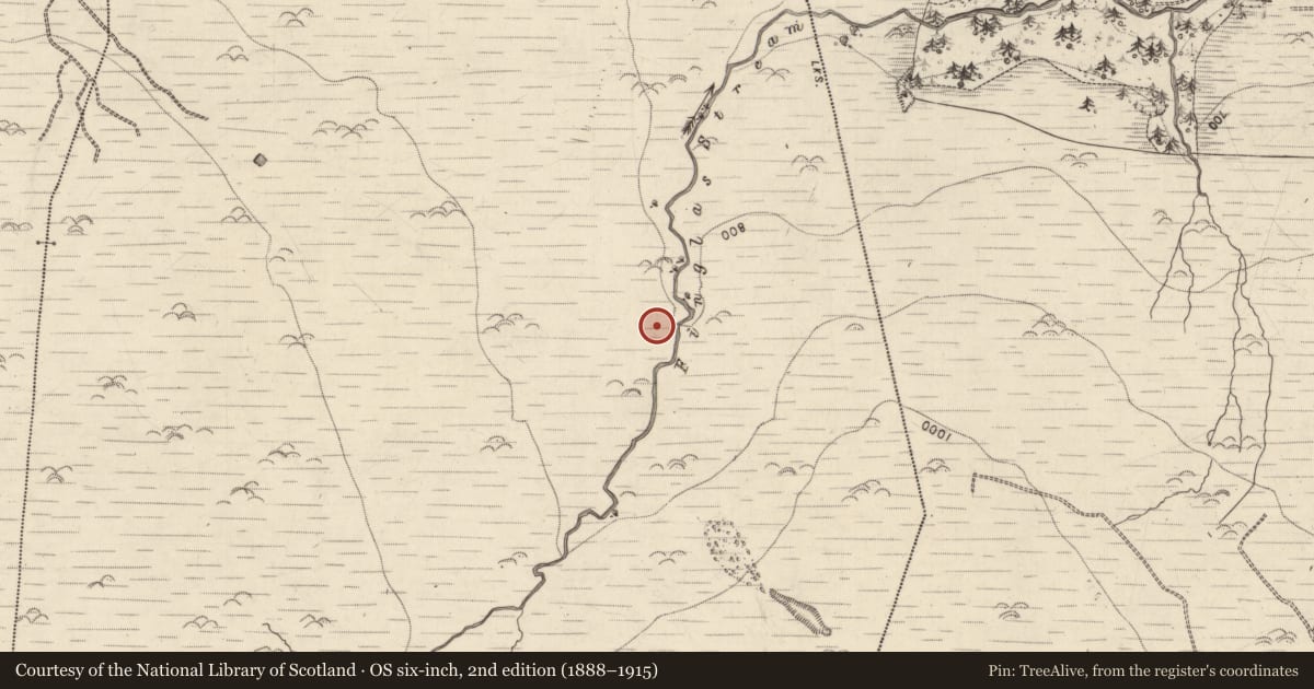 Ordnance Survey six-inch map, 2nd edition (1888–1915) covering the location of Hut site, Ballydunlea, County Kerry, with a pin at the register's coordinates