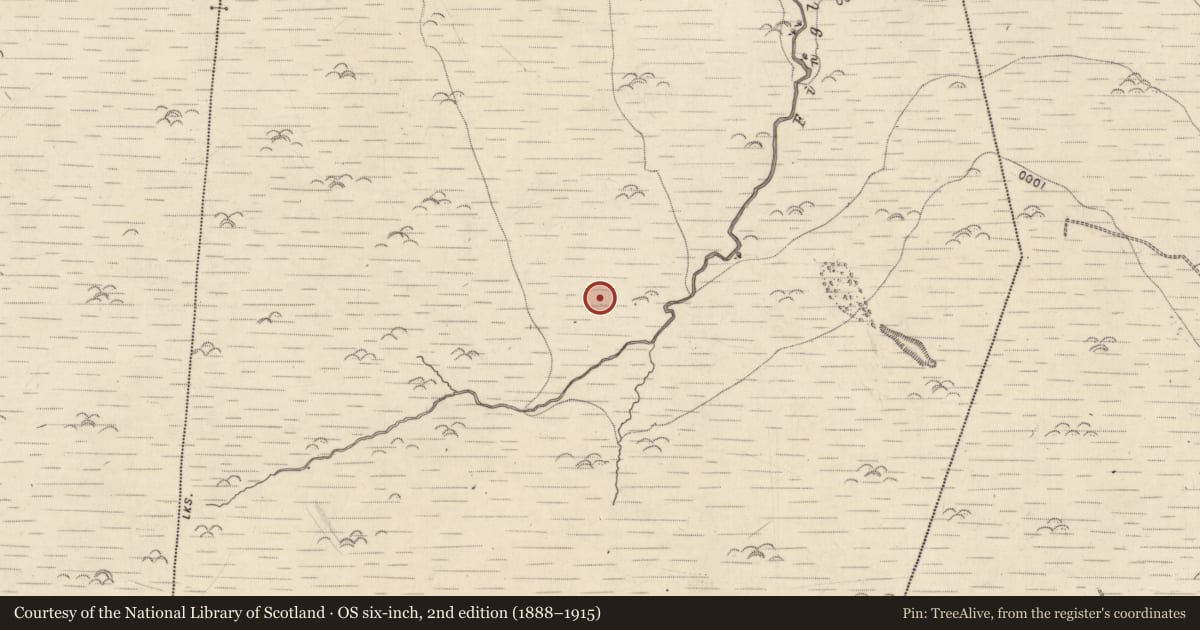 Ordnance Survey six-inch map, 2nd edition (1888–1915) covering the location of Hut site, Ballydunlea, County Kerry, with a pin at the register's coordinates