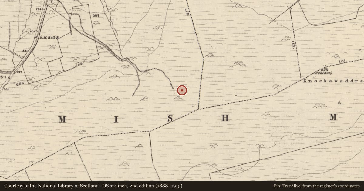 Ordnance Survey six-inch map, 2nd edition (1888–1915) covering the location of Cairn - unclassified, Clahane, County Kerry, with a pin at the register's coordinates