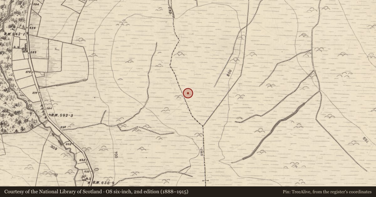 Ordnance Survey six-inch map, 2nd edition (1888–1915) covering the location of Mound, Skahanagh, County Kerry, with a pin at the register's coordinates