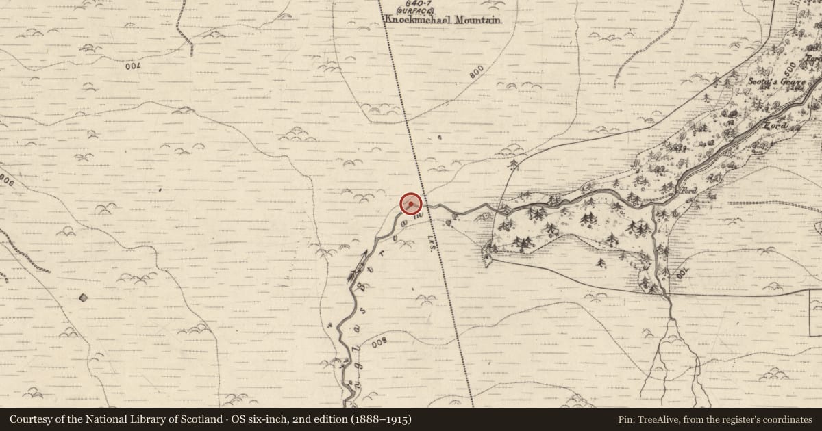Ordnance Survey six-inch map, 2nd edition (1888–1915) covering the location of Mine, Ballydunlea, County Kerry, with a pin at the register's coordinates