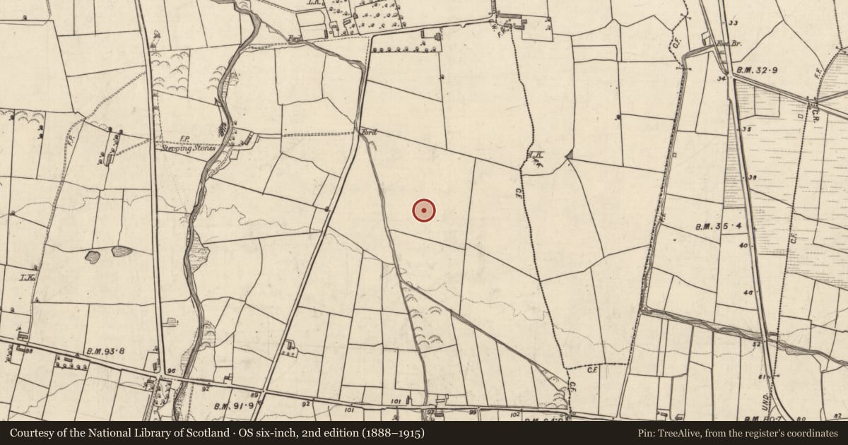 Ordnance Survey six-inch map, 2nd edition (1888–1915) covering the location of Burnt mound, Clahane, County Kerry, with a pin at the register's coordinates