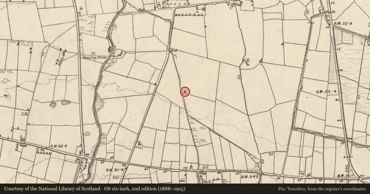 Ordnance Survey six-inch map, 2nd edition (1888–1915) covering the location of Fulacht fia, Clahane, County Kerry, with a pin at the register's coordinates