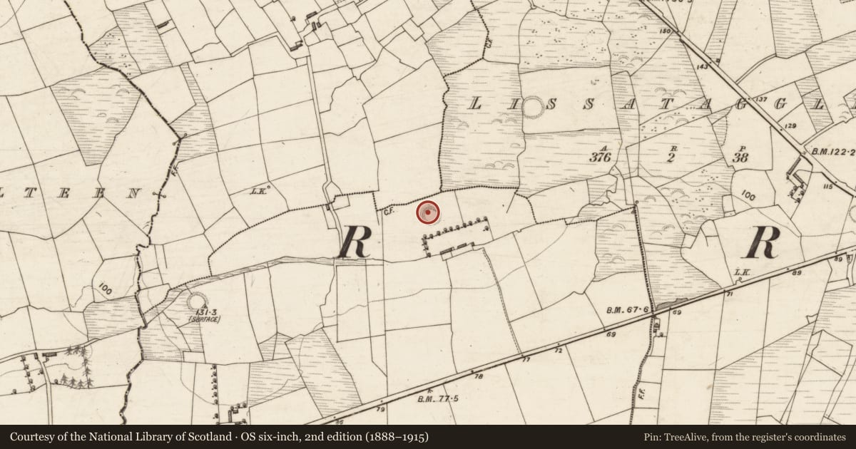 Ordnance Survey six-inch map, 2nd edition (1888–1915) covering the location of Souterrain, Boherboy, County Kerry, with a pin at the register's coordinates