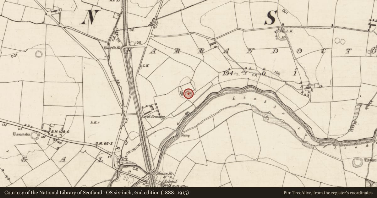 Ordnance Survey six-inch map, 2nd edition (1888–1915) covering the location of Ringfort - rath, Farrandoctor, County Kerry, with a pin at the register's coordinates