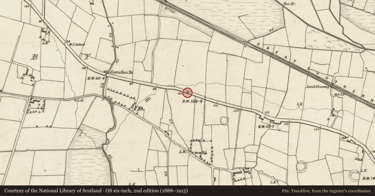 Ordnance Survey six-inch map, 2nd edition (1888–1915) covering the location of Excavation - miscellaneous, Gortatlea, County Kerry, with a pin at the register's coordinates