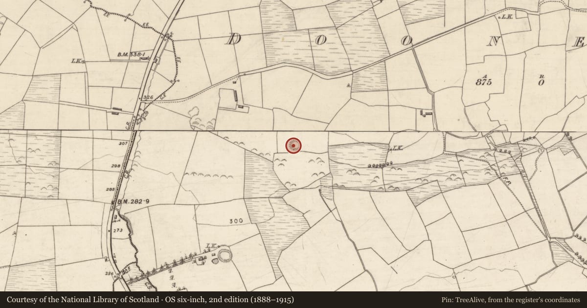 Ordnance Survey six-inch map, 2nd edition (1888–1915) covering the location of Ringfort - rath, Dooneen, County Kerry, with a pin at the register's coordinates
