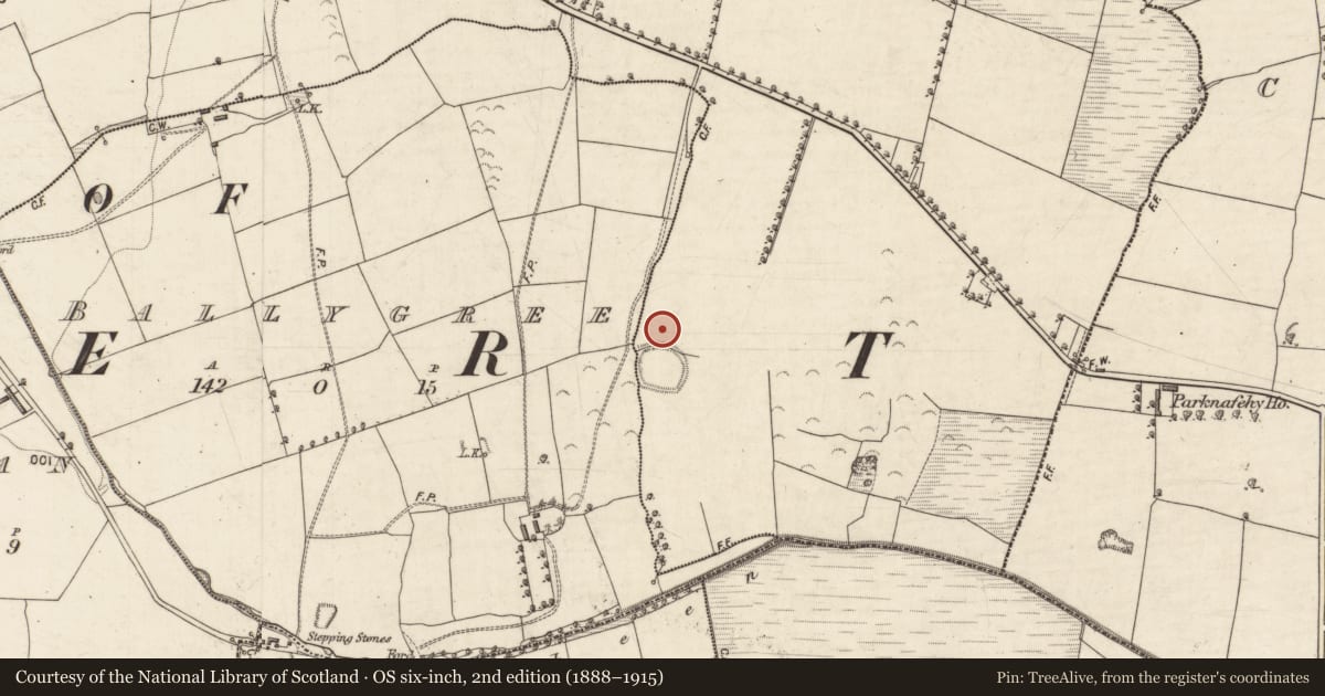 Ordnance Survey six-inch map, 2nd edition (1888–1915) covering the location of Souterrain, Clashganniv, County Kerry, with a pin at the register's coordinates