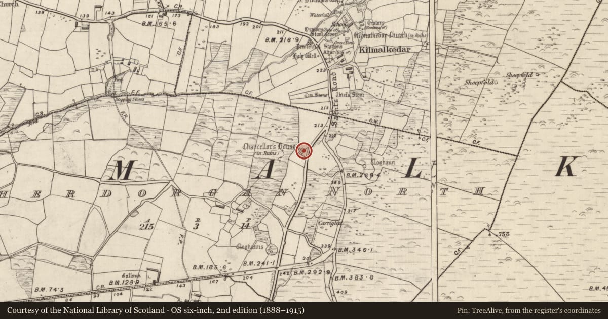 Ordnance Survey six-inch map, 2nd edition (1888–1915) covering the location of Building, Cathair Deargáin Thuaidh, County Kerry, with a pin at the register's coordinates