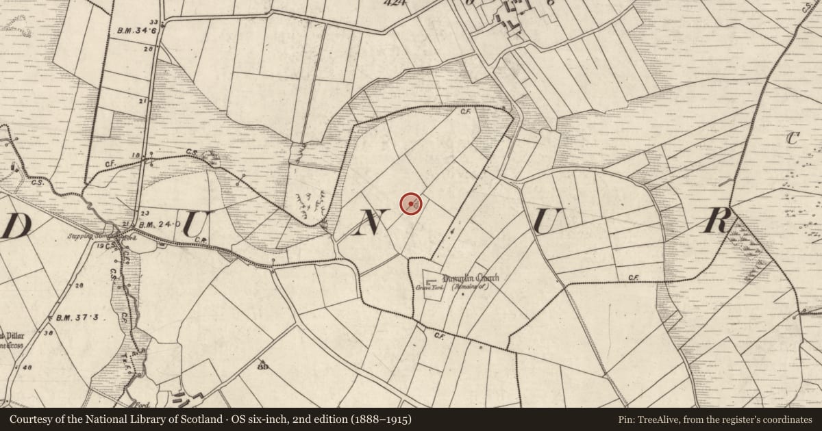 Ordnance Survey six-inch map, 2nd edition (1888–1915) covering the location of Burial, Baile An Chalaidh, County Kerry, with a pin at the register's coordinates