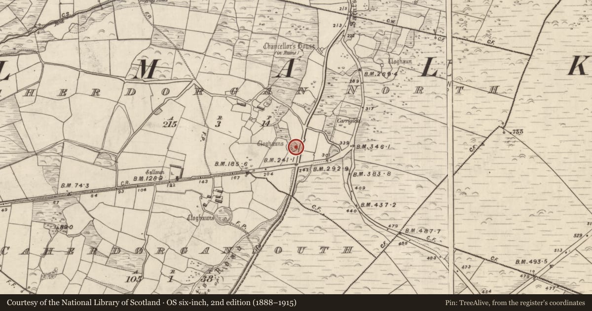 Ordnance Survey six-inch map, 2nd edition (1888–1915) covering the location of Souterrain, Cathair Deargáin Thuaidh, County Kerry, with a pin at the register's coordinates