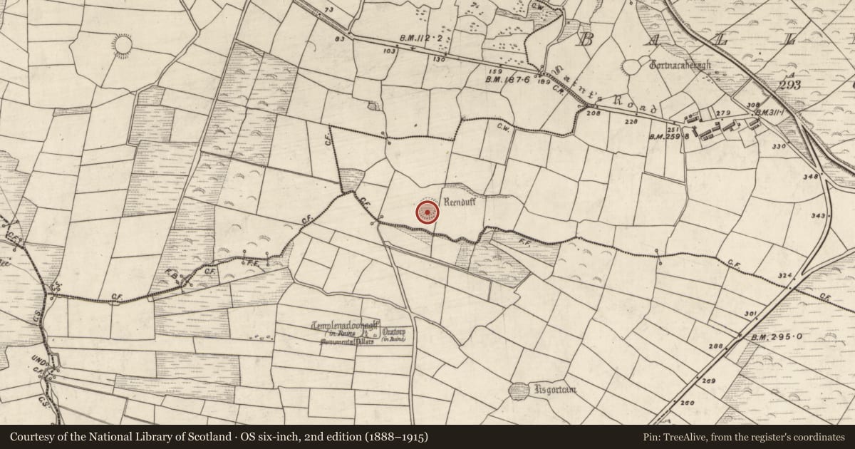 Ordnance Survey six-inch map, 2nd edition (1888–1915) covering the location of Ringfort - rath, Baile Na Náith, County Kerry, with a pin at the register's coordinates