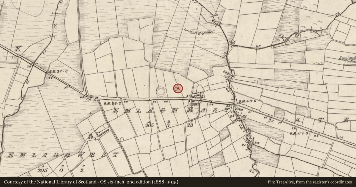 Ordnance Survey six-inch map, 2nd edition (1888–1915) covering the location of Mound, Imileá An Bhóthair (TC Márthain), County Kerry, with a pin at the register's coordinates