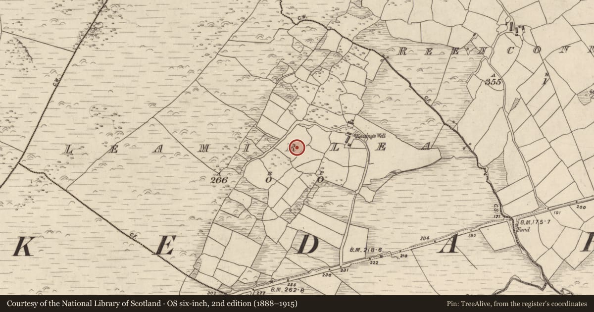 Ordnance Survey six-inch map, 2nd edition (1888–1915) covering the location of Hut site, Léim Fhir Léith, County Kerry, with a pin at the register's coordinates