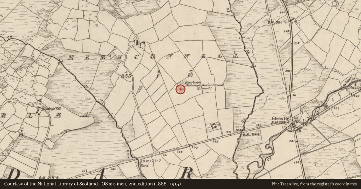 Ordnance Survey six-inch map, 2nd edition (1888–1915) covering the location of Hut site, Rinn Chonaill, County Kerry, with a pin at the register's coordinates