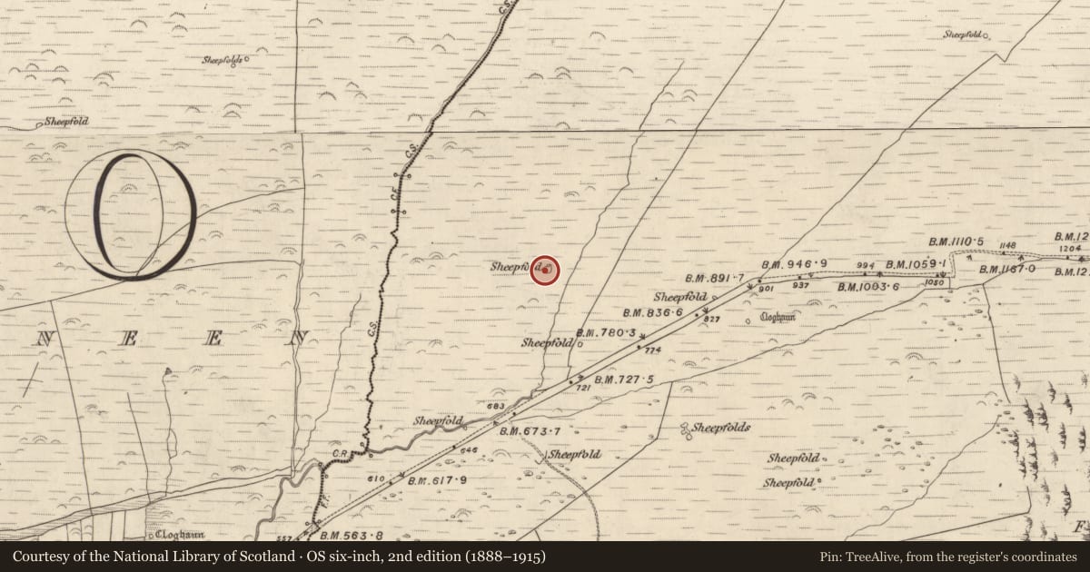 Ordnance Survey six-inch map, 2nd edition (1888–1915) covering the location of Hut site, Na Gleannta Thuaidh, County Kerry, with a pin at the register's coordinates