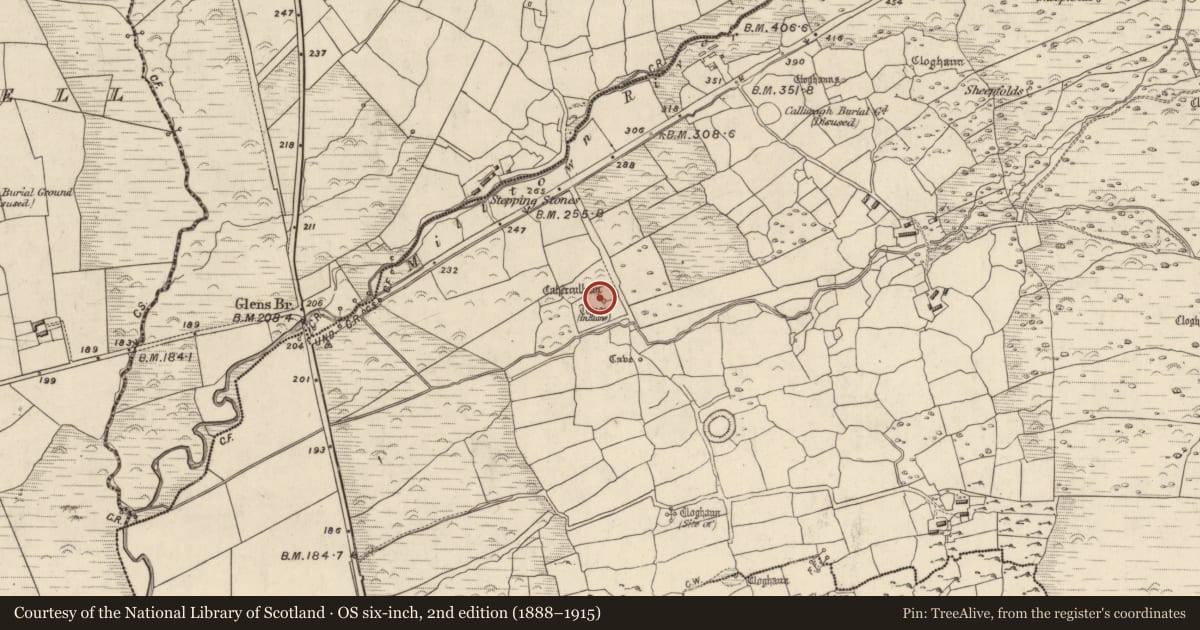 Ordnance Survey six-inch map, 2nd edition (1888–1915) covering the location of Ringfort - cashel, Na Gleannta Thuaidh, County Kerry, with a pin at the register's coordinates
