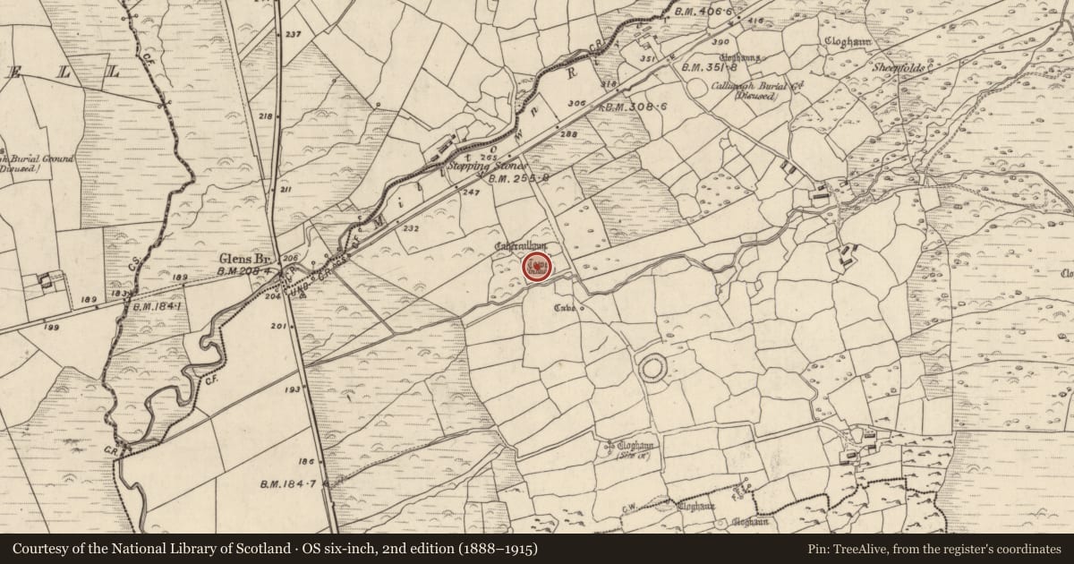 Ordnance Survey six-inch map, 2nd edition (1888–1915) covering the location of Enclosure, Na Gleannta Thuaidh, County Kerry, with a pin at the register's coordinates