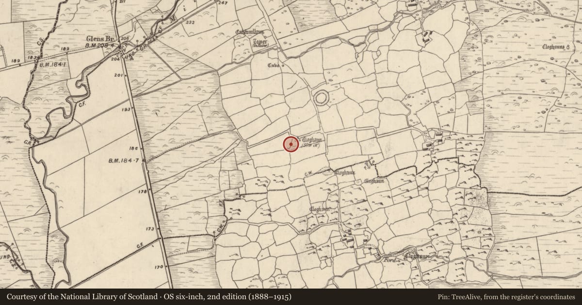 Ordnance Survey six-inch map, 2nd edition (1888–1915) covering the location of Souterrain, Na Gleannta Thuaidh, County Kerry, with a pin at the register's coordinates