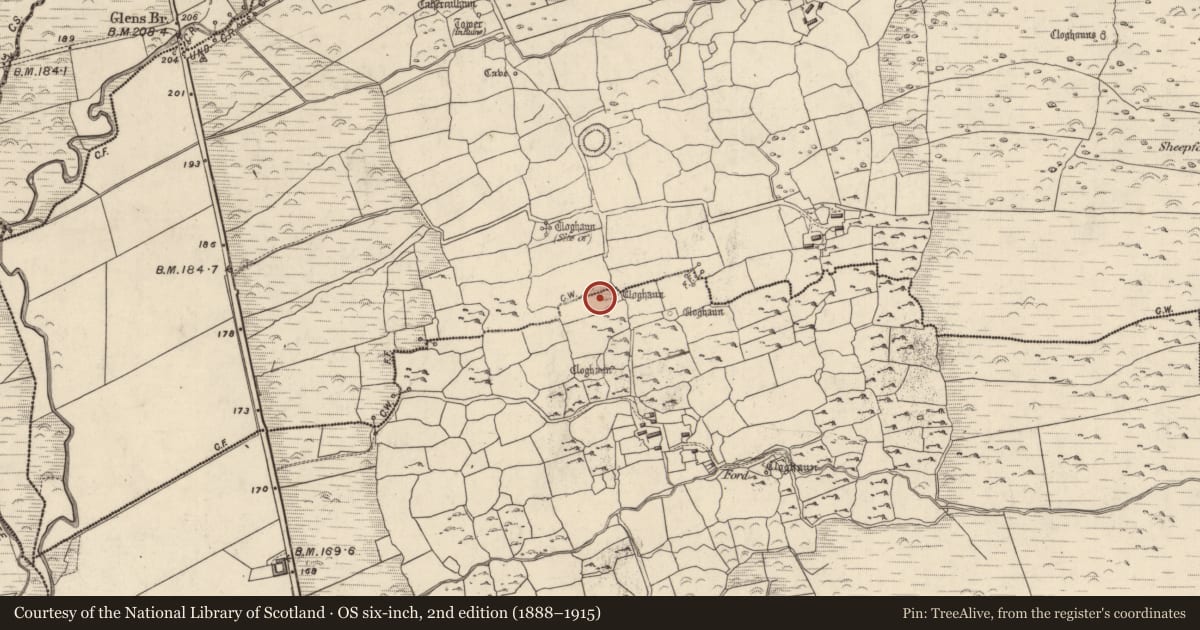 Ordnance Survey six-inch map, 2nd edition (1888–1915) covering the location of Ringfort - cashel, Na Gleannta Theas, Na Gleannta Thuaidh, County Kerry, with a pin at the register's coordinates
