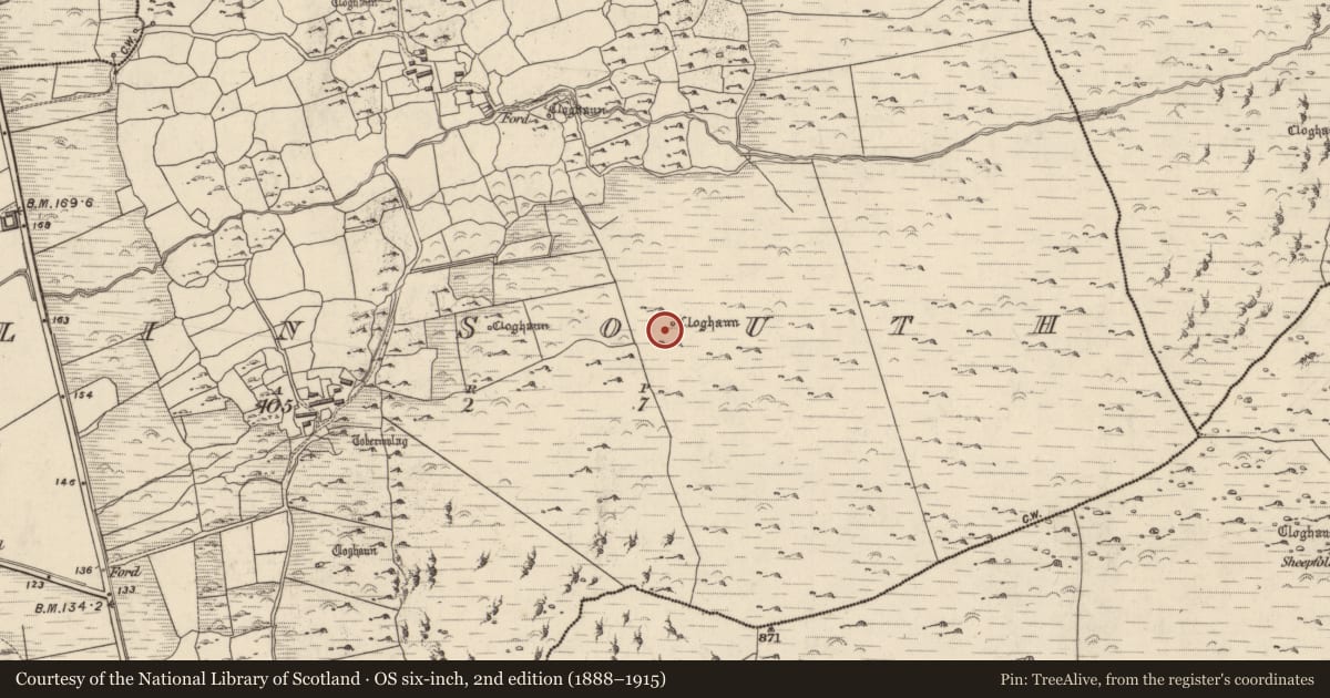Ordnance Survey six-inch map, 2nd edition (1888–1915) covering the location of Hut site, Na Gleannta Theas, County Kerry, with a pin at the register's coordinates